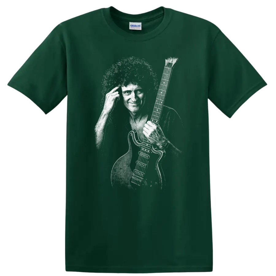 Brian May Queen Rock Legends Silhouette T Shirt - Forest Green