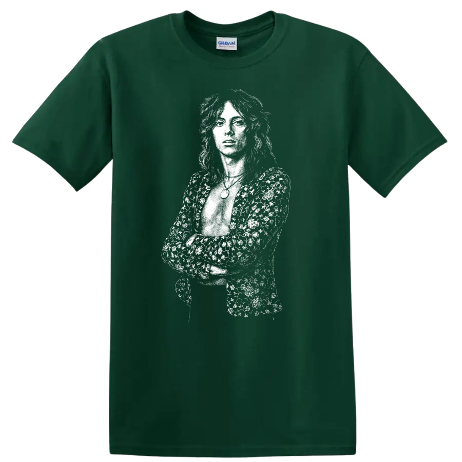 Roger Taylor Queen Rock Legends Silhouette Music Fan T Shirt - Forest Green