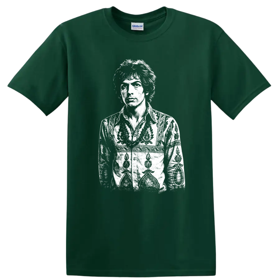 Syd Barrett Pink Floyd Rock Legends Portrait T Shirt - Forest Green