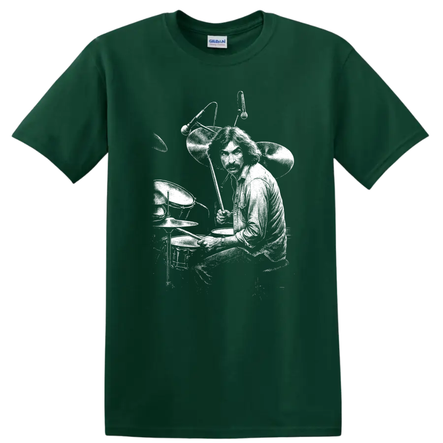 Nick Mason Pink Floyd Rock Legends T Shirt for Classic Rock Fans - Forest Green