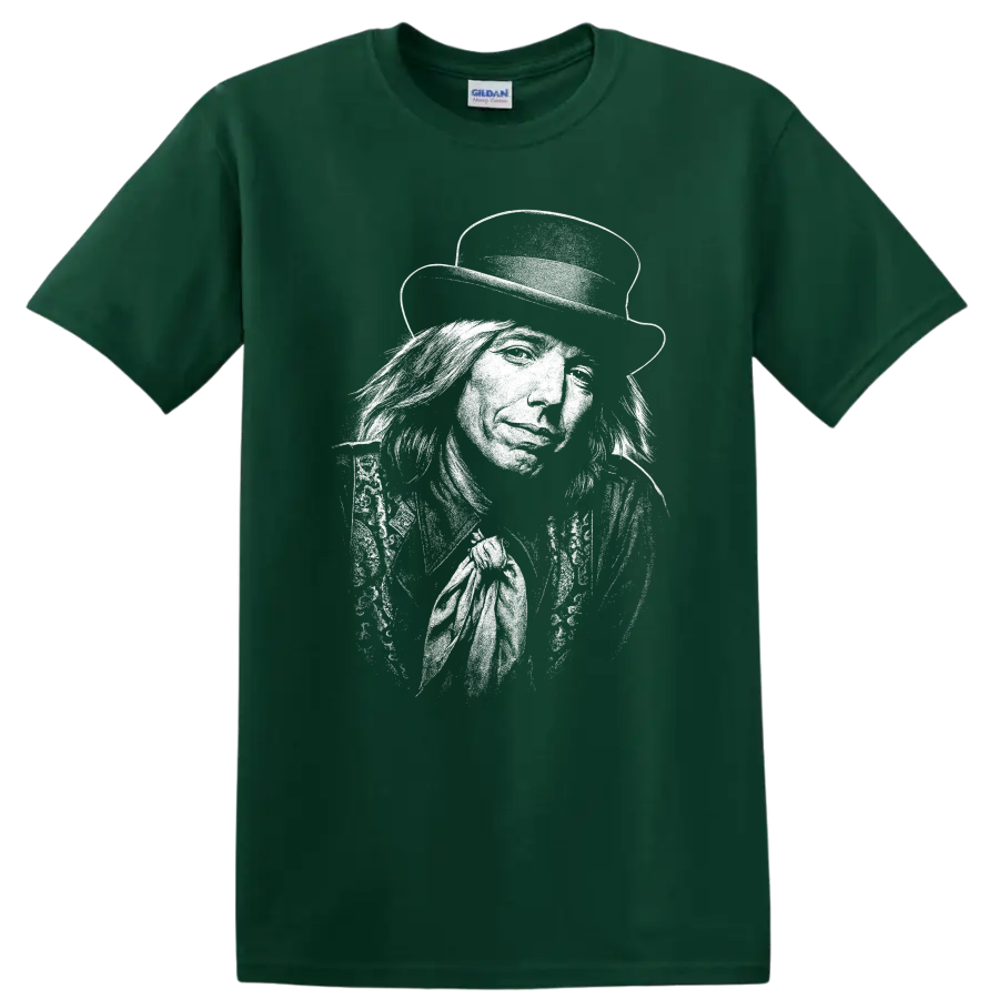 Tom Petty and the Heartbreakers Rock Legends T Shirt Vintage Band Logo - Forest Green