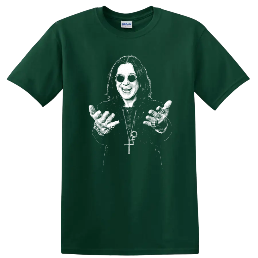 Ozzy Osbourne Black Sabbath Rock Legends Distressed Portrait T Shirt - Forest Green