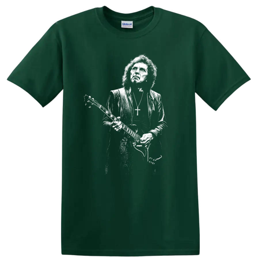 Tony Iommi Black Sabbath Rock Legends Graphic T Shirt - Forest Green