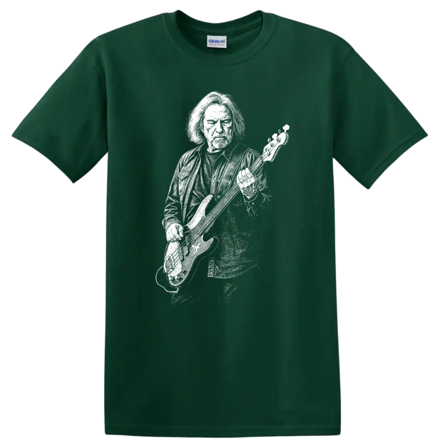Geezer Butler Black Sabbath Rock Legends T Shirt Vintage Music Fan Tee - Forest Green