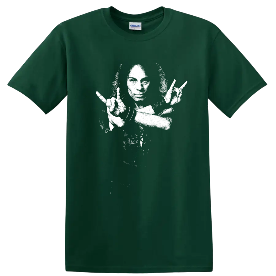 Ronnie James Dio Black Sabbath Rainbow Rock Legend T Shirt - Forest Green