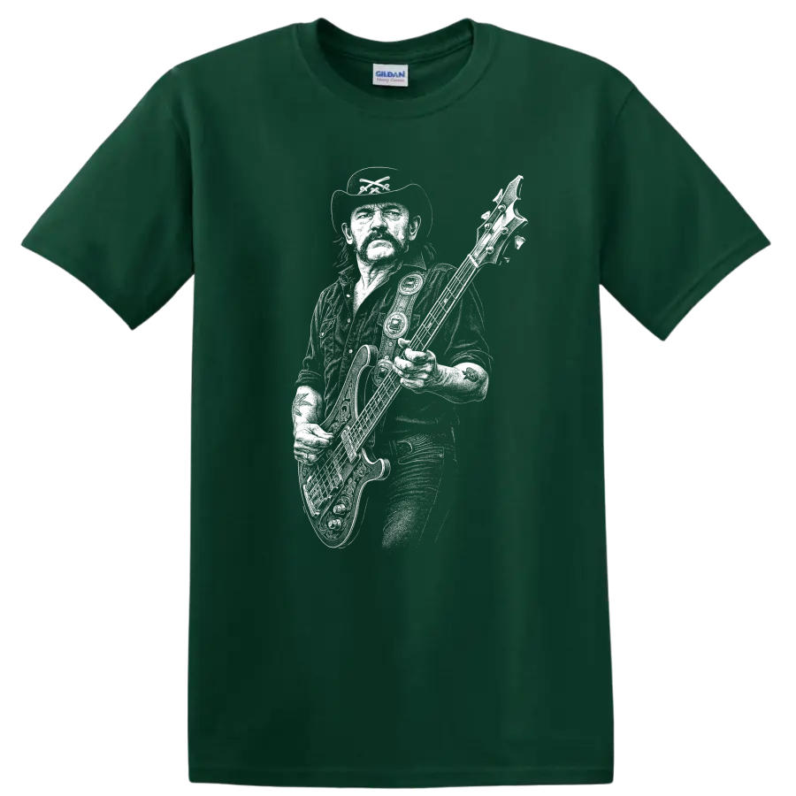 Lemmy Kilmister Motörhead Rock Legends Silhouette T Shirt - Forest Green