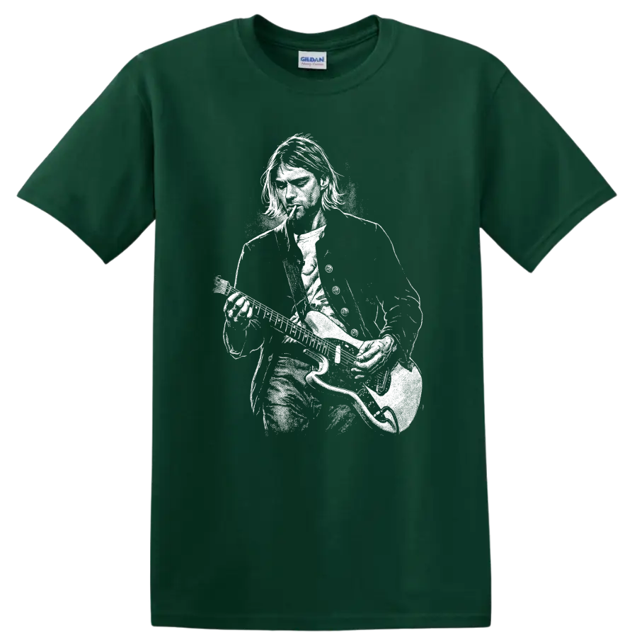 Kurt Cobain Nirvana Smells Like Teen Spirit Rock Legends T Shirt - Forest Green