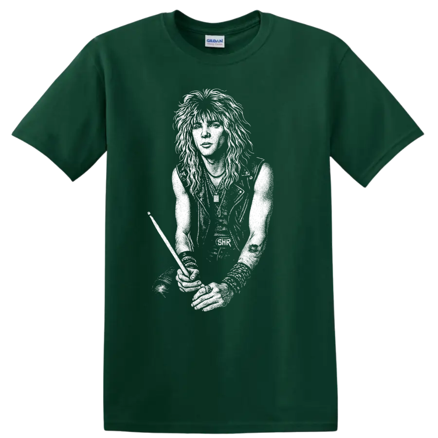 Duff McKagan Guns N Roses Rock Legends Guitar T Shirt - Forest Green