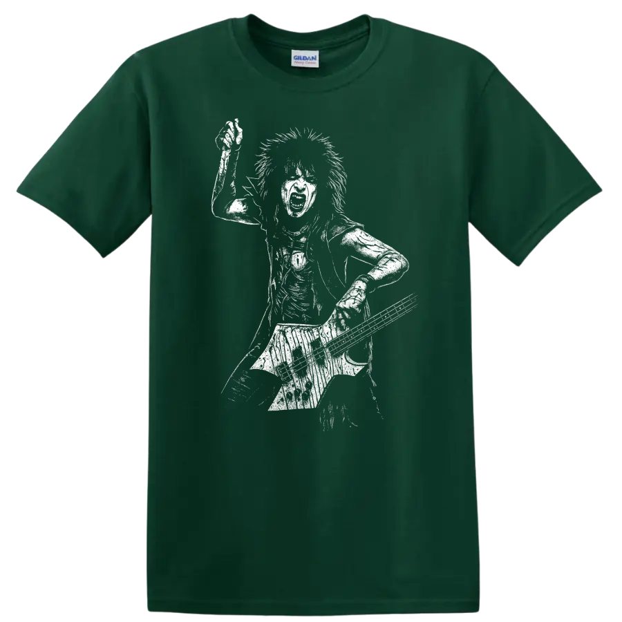 Nikki Sixx Mötley Crüe Shout at the Devil Rock Legends T Shirt - Forest Green