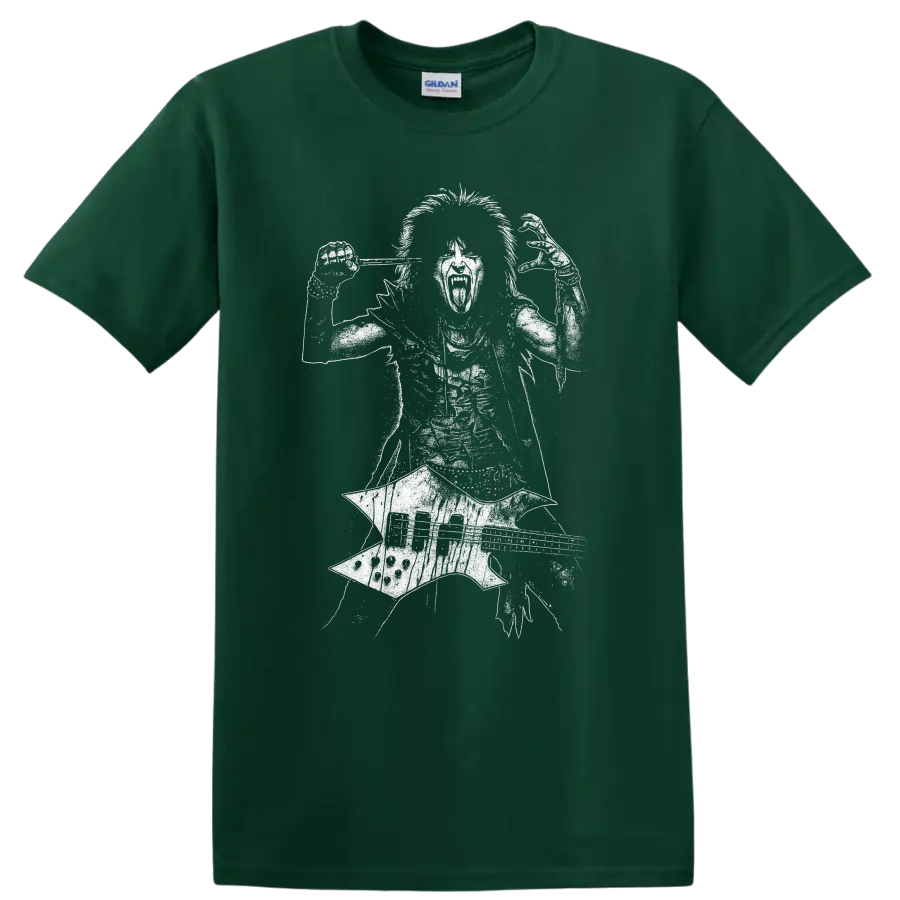 Nikki Sixx Mötley Crüe Shout at the Devil Rock Legends T Shirt - Forest Green