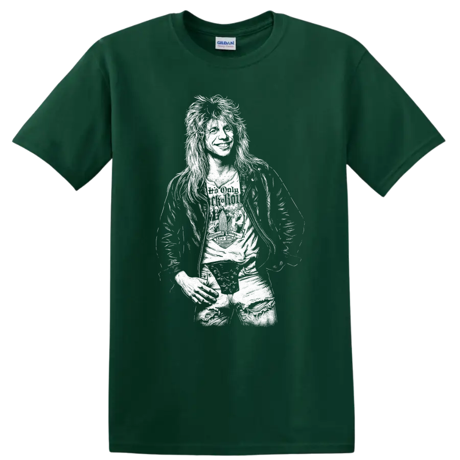 Steven Adler Guns N' Roses Rock Legends Portrait T Shirt - Forest Green