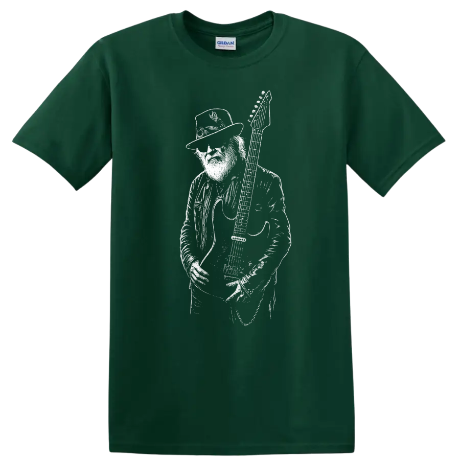 Dusty Hill ZZ Top Rock Legends Tribute T Shirt Classic Music Fan Tee - Forest Green