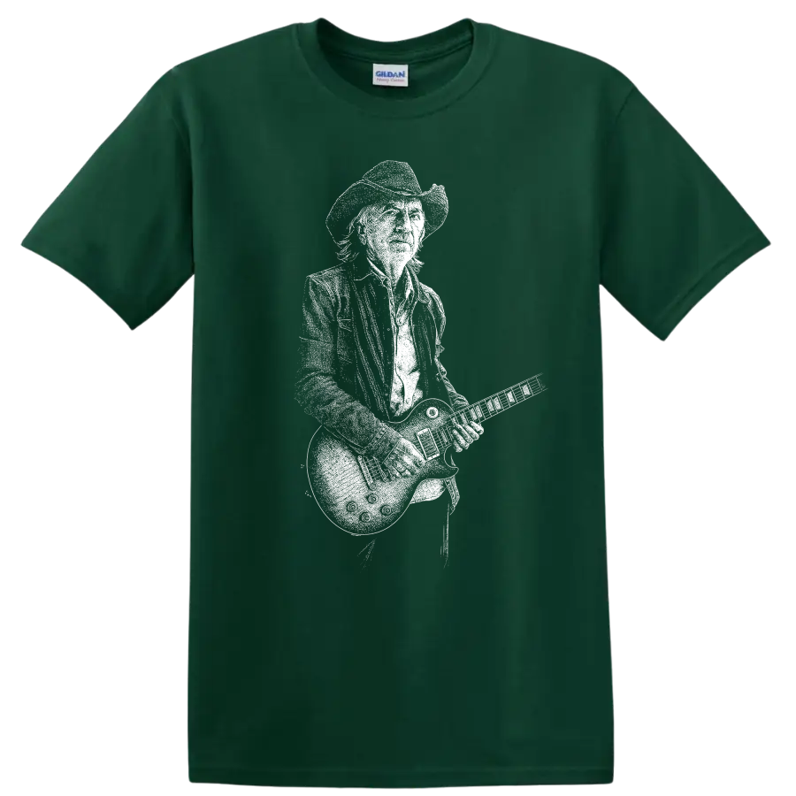 Dickey Betts The Allman Brothers Band Rock Legends T Shirt - Forest Green