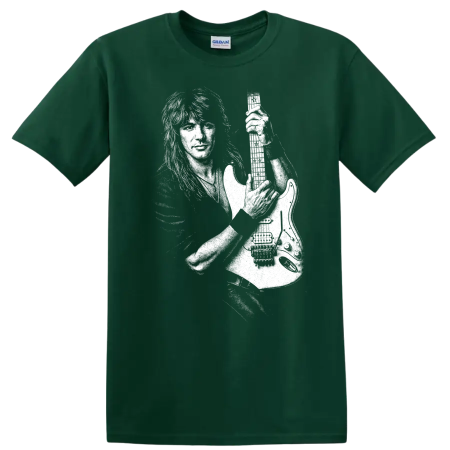 Richie Sambora Bon Jovi Rock Legends Guitar Silhouette T Shirt - Forest Green