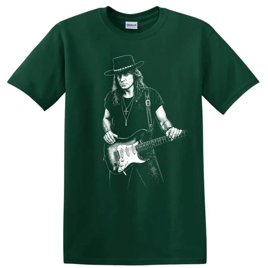 Richie Sambora Bon Jovi Rock Legends Silhouette T Shirt - Forest Green