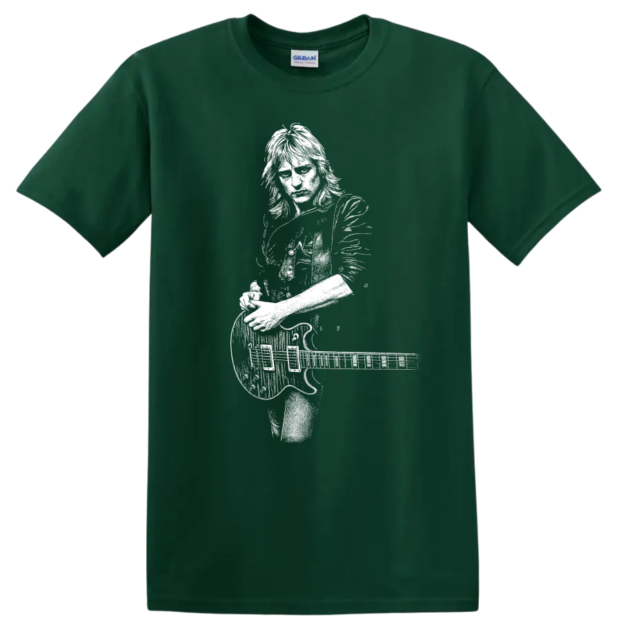 Phil Collen Def Leppard Rock Legends Guitarist T Shirt - Forest Green