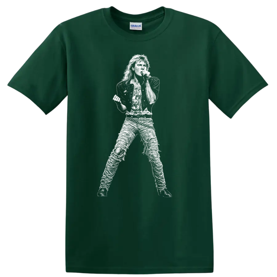 Joe Elliott Def Leppard Rock Legends Silhouette T Shirt - Forest Green