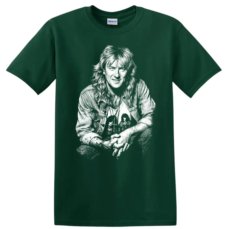 Joe Elliott Def Leppard Rock Legends Portrait T Shirt - Forest Green