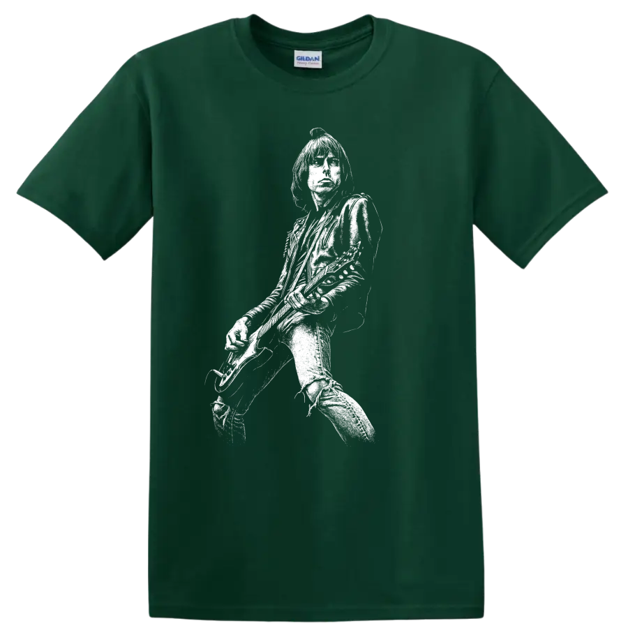 Joey Ramone Ramones Rock Legends Punk Tribute T Shirt - Forest Green