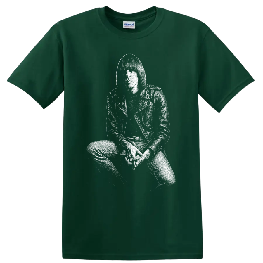 Joey Ramone Ramones Rock Legends T Shirt for Classic Punk Fans - Forest Green