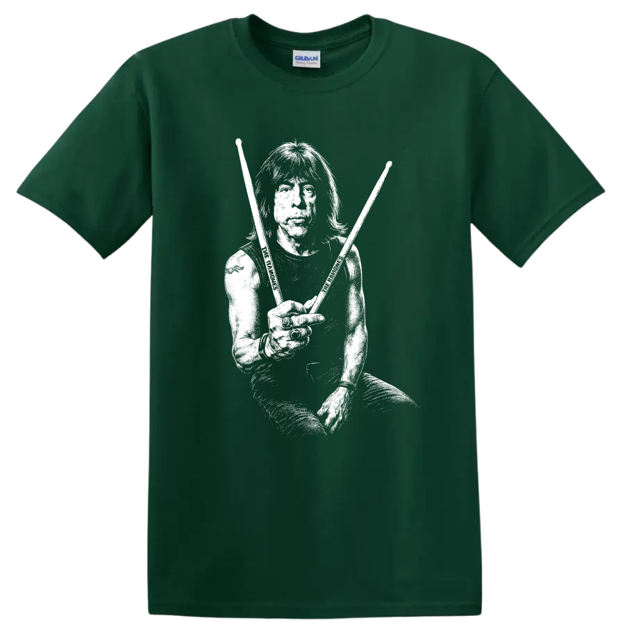 Marky Ramone Ramones Rock Legends Punk Drummer T Shirt - Forest Green
