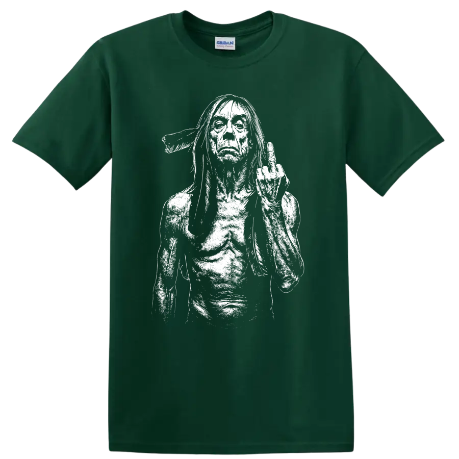 Iggy Pop The Stooges Rock Legends Tribute T Shirt for Music Fans - Forest Green