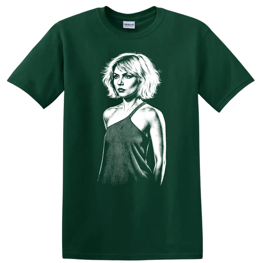 Debbie Harry Blondie Rock Legends Minimal Portrait T Shirt - Forest Green