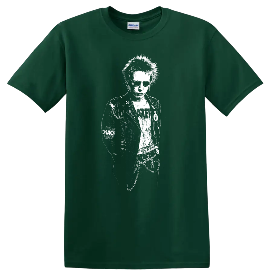 Johnny Rotten Sex Pistols Rock Legends T Shirt Punk Music Graphic - Forest Green