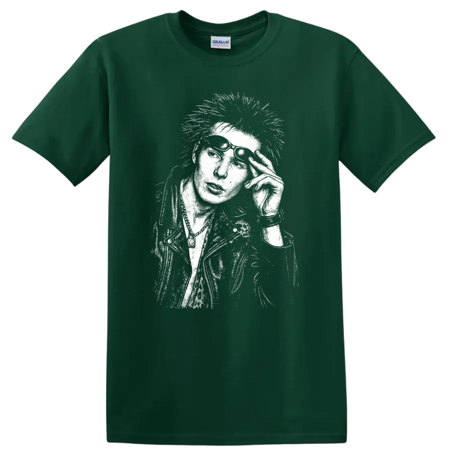 Sid Vicious Sex Pistols Rock Legends T Shirt Punk Music Tribute - Forest Green