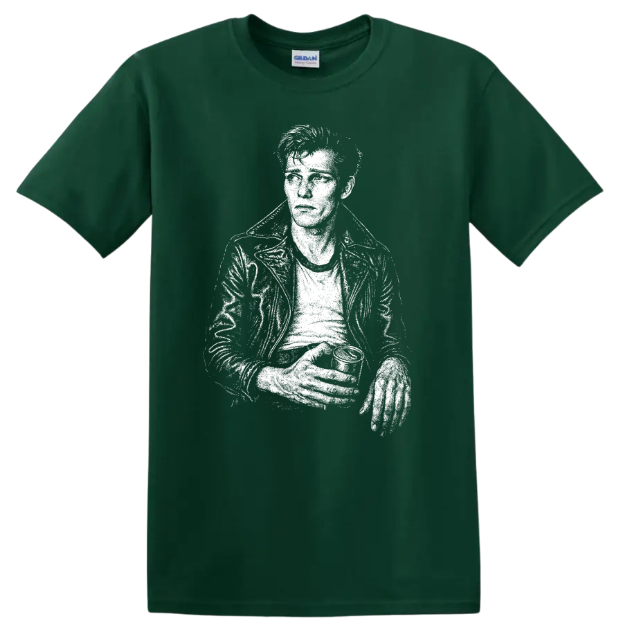 Paul Simonon The Clash Rock Legends Silhouette T Shirt - Forest Green