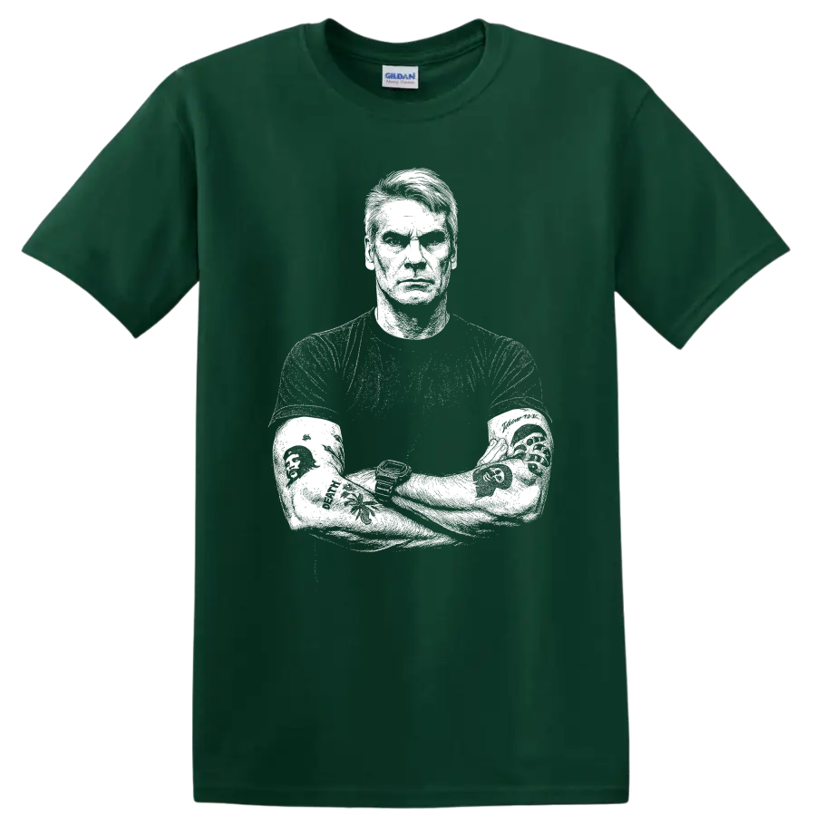Henry Rollins Black Flag Rock Legends Punk Icon T Shirt - Forest Green