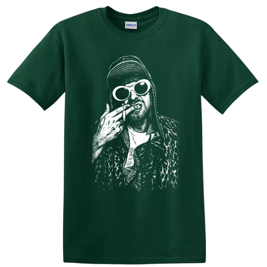 Kurt Cobain Nirvana Smells Like Teen Spirit Rock Legends T Shirt - Forest Green