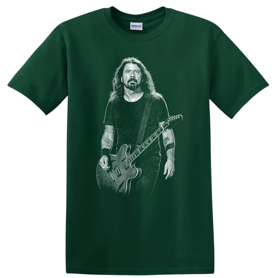 Dave Grohl Foo Fighters Rock Legends Tribute T Shirt - Forest Green