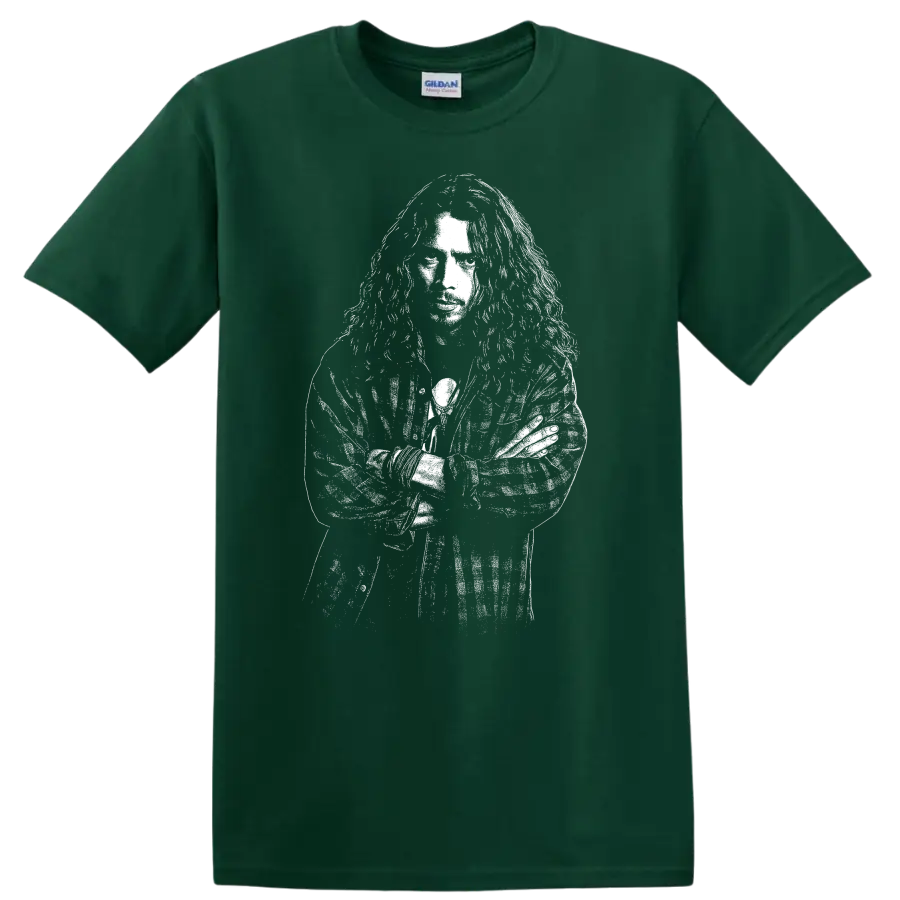 Chris Cornell Soundgarden Rock Legends Portrait T Shirt for Fans - Forest Green