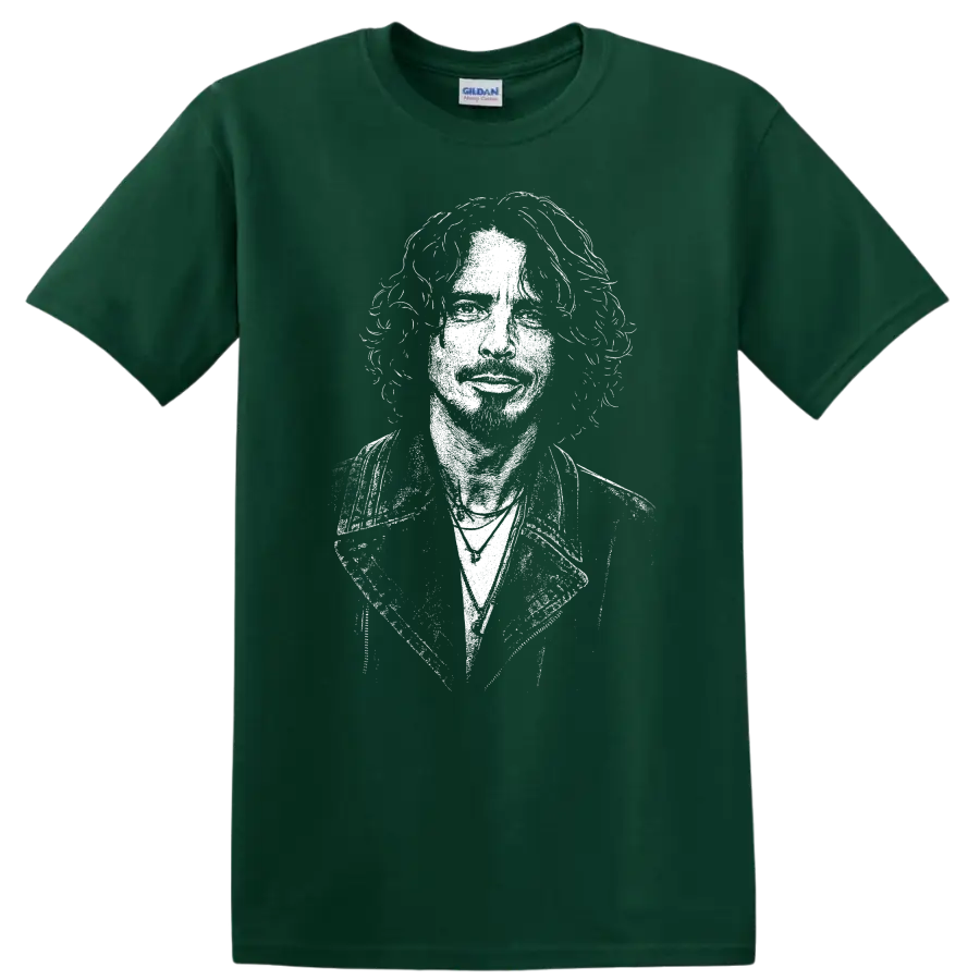 Chris Cornell Soundgarden Rock Legends Tribute T Shirt for Fans - Forest Green