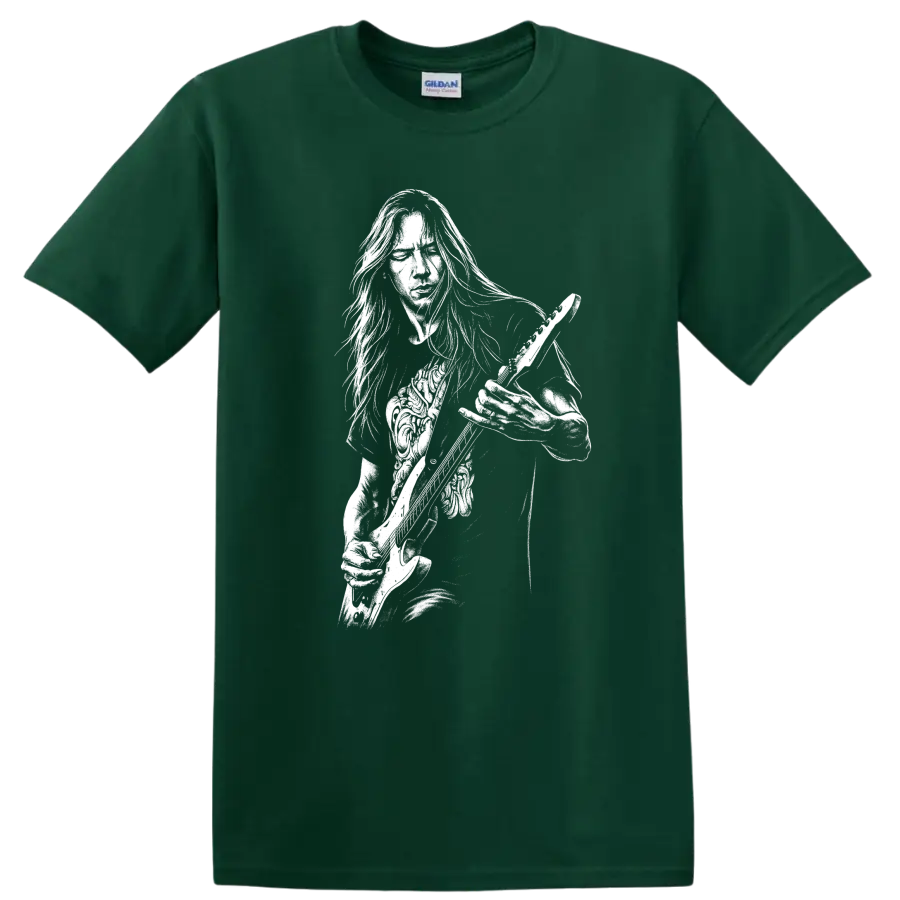 David Gilmour Pink Floyd Rock Legends T Shirt Vintage Music Tribute - Forest Green