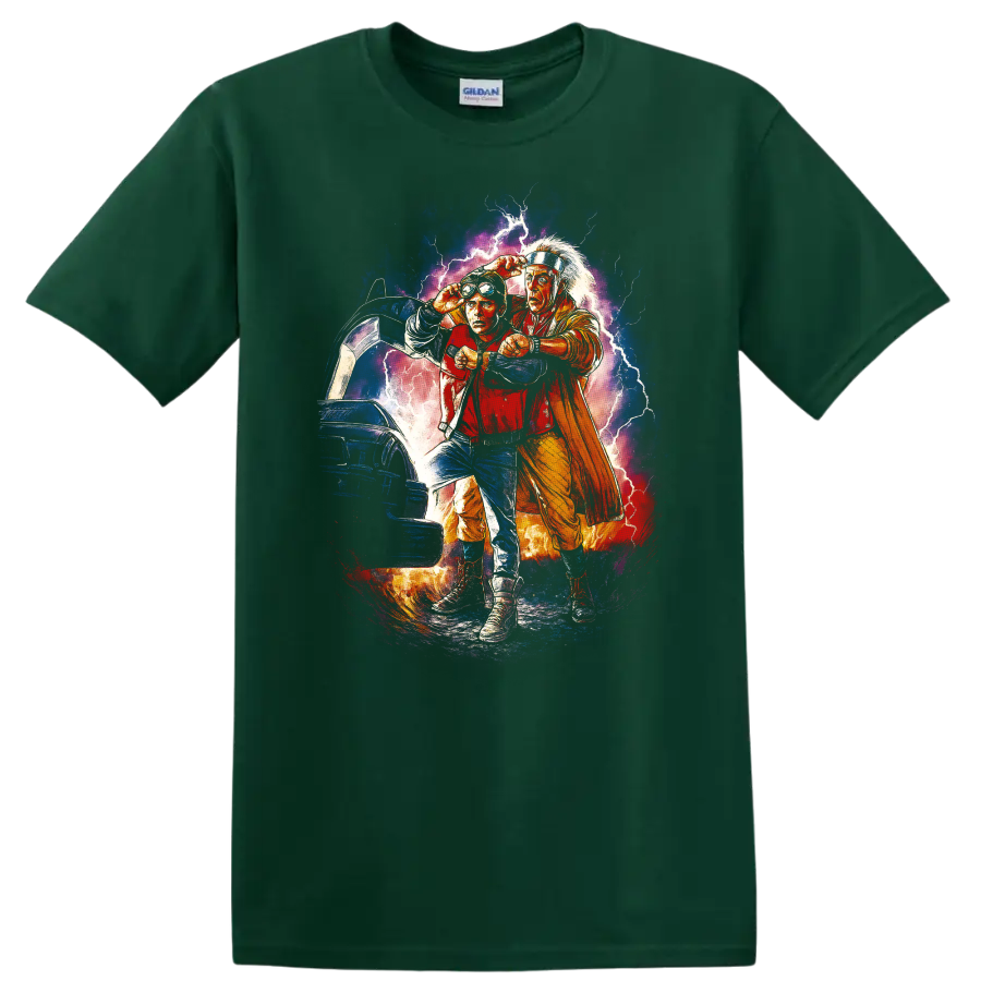Back to the Future Part II lightning time travel movie artwork T - Forest Green