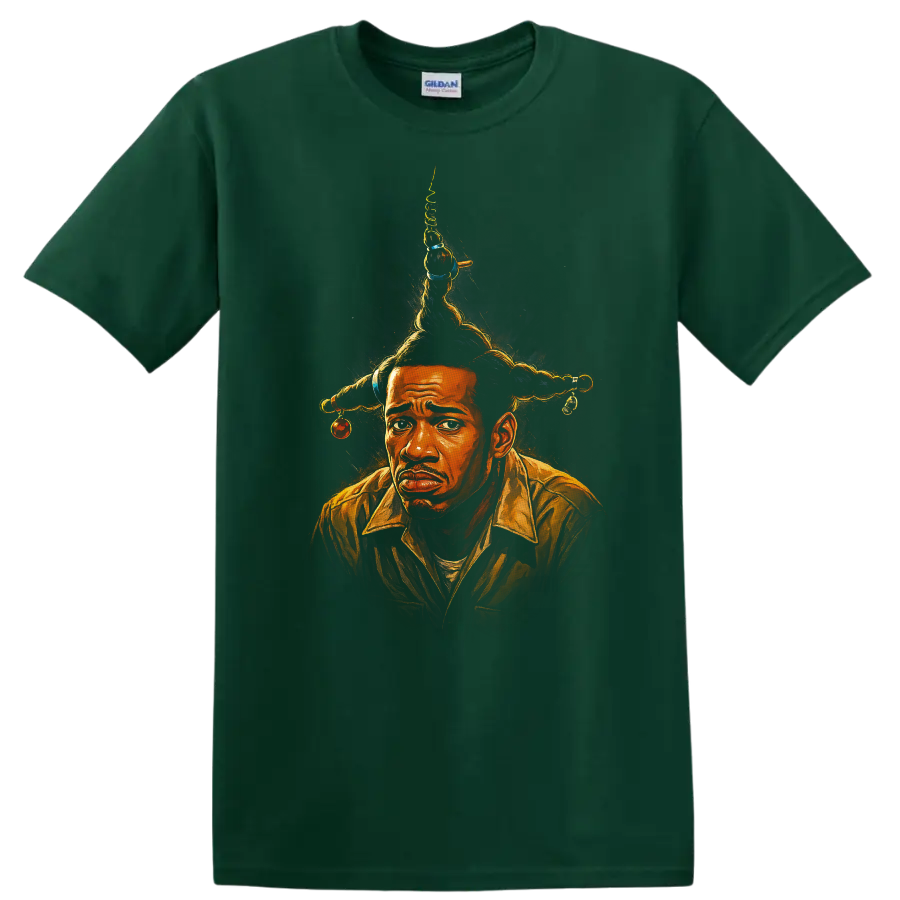 Illustrated portrait inspired by Don't Be a Menace to South Central While Drinking Your Juice in on a Forest Green T Shirt