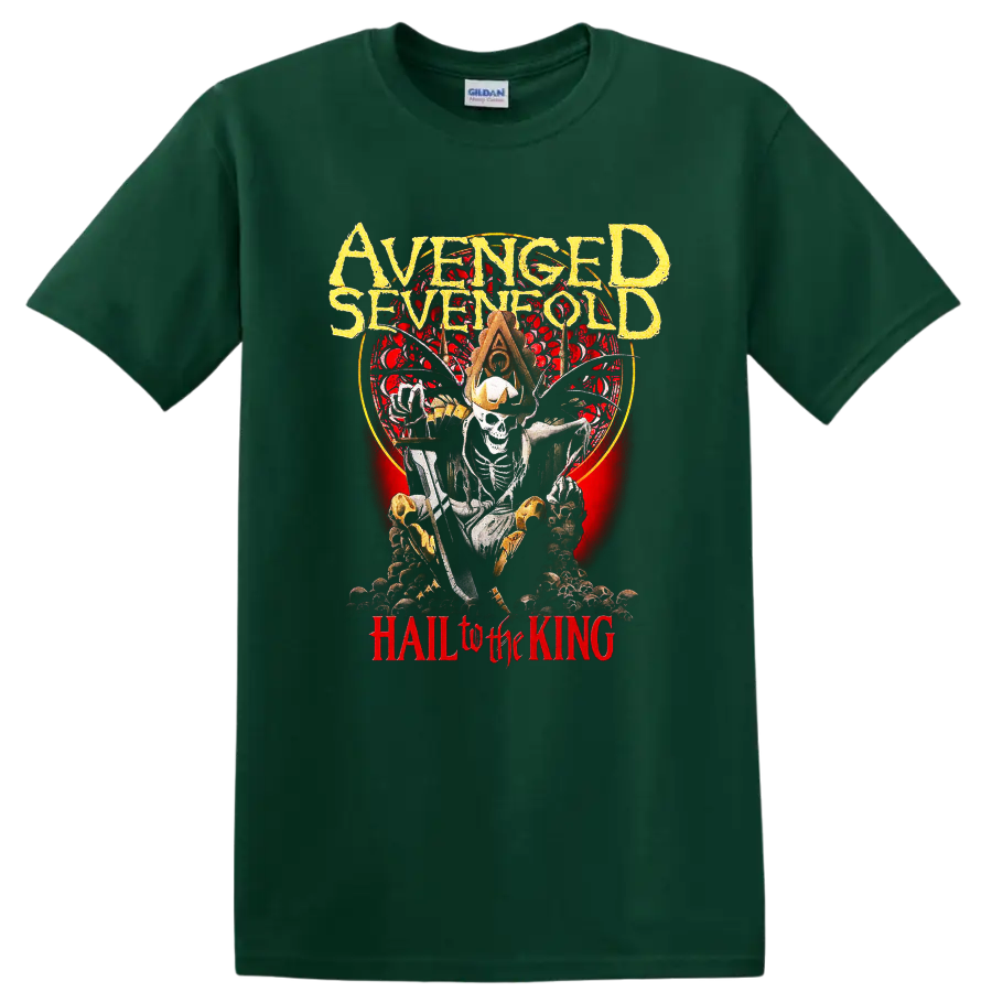 Avenged Sevenfold A7X Hail to the King skull graphic T - Forest Green