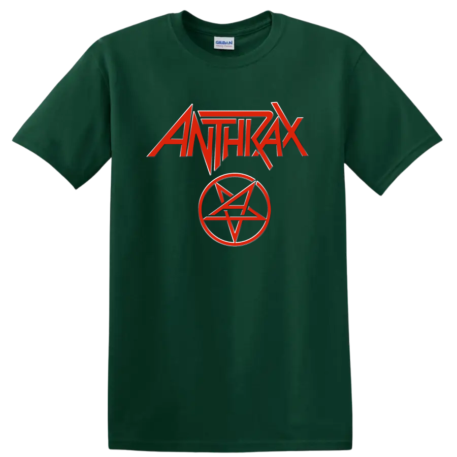 Anthrax red logo with pentagram emblem graphic print - Forest Green