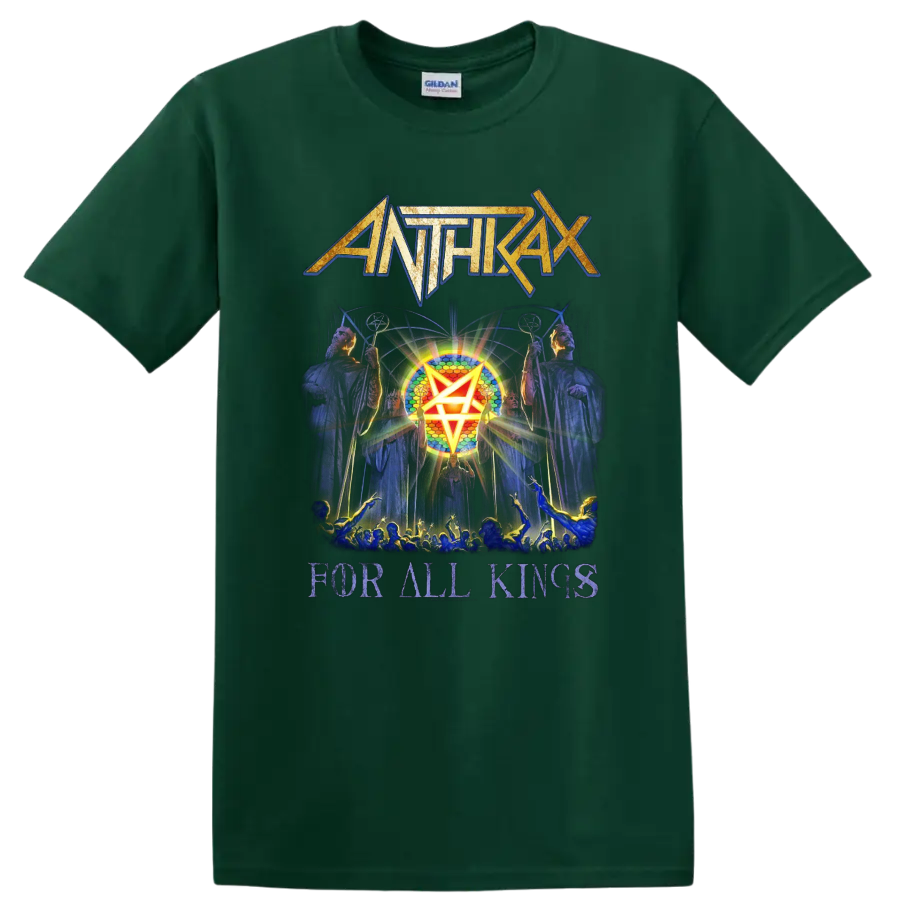 Anthrax For All Kings heavy metal band graphic print T - Forest Green