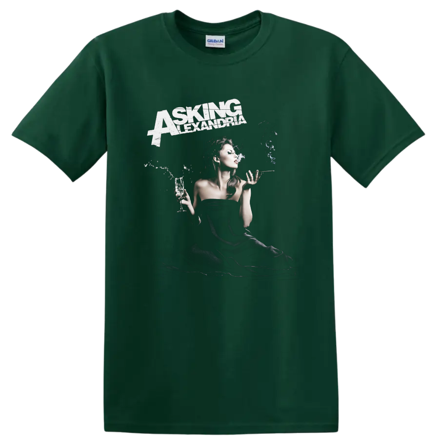 Asking Alexandria graphic print T shirt with smoky band - Forest Green