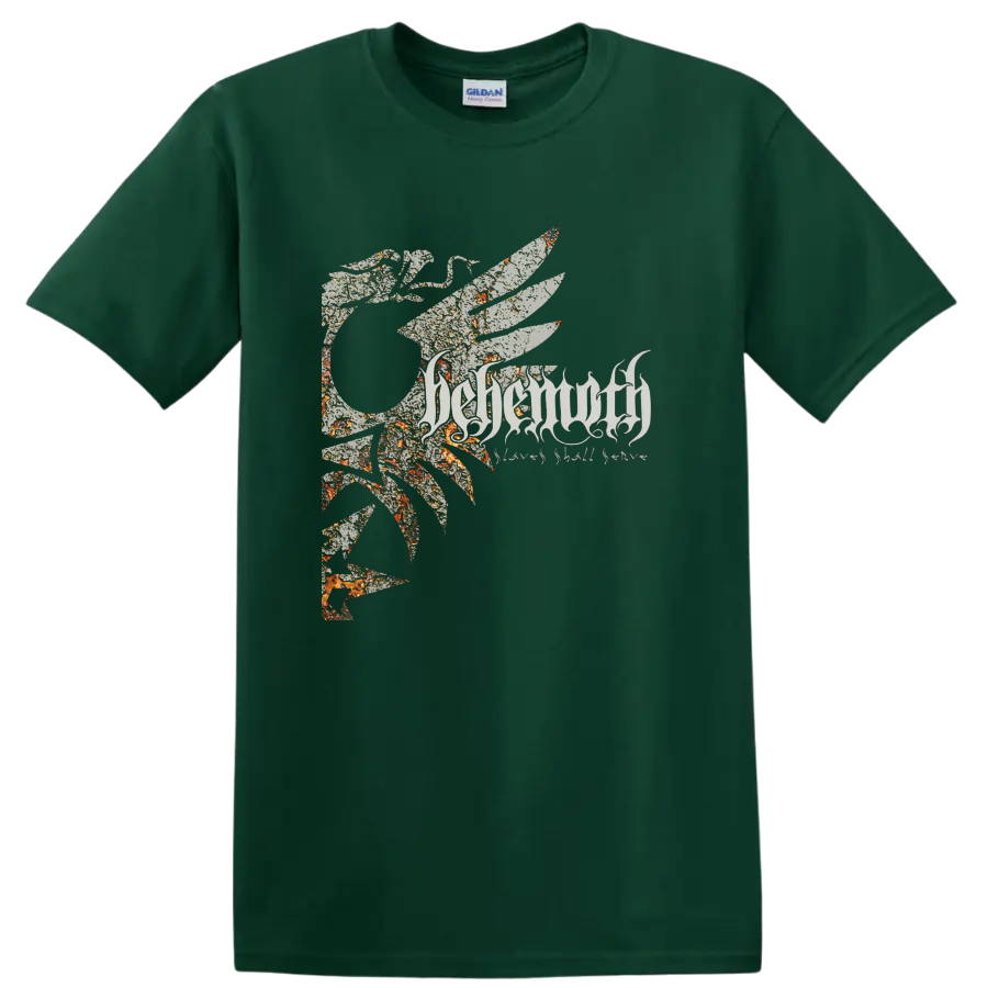 BEHEMOTH logo with distressed spiked emblem graphic print T - Forest Green