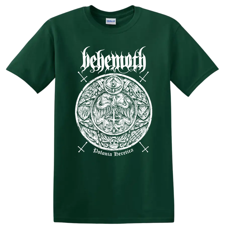 BEHEMOTH rock metal logo graphic on a T - Forest Green