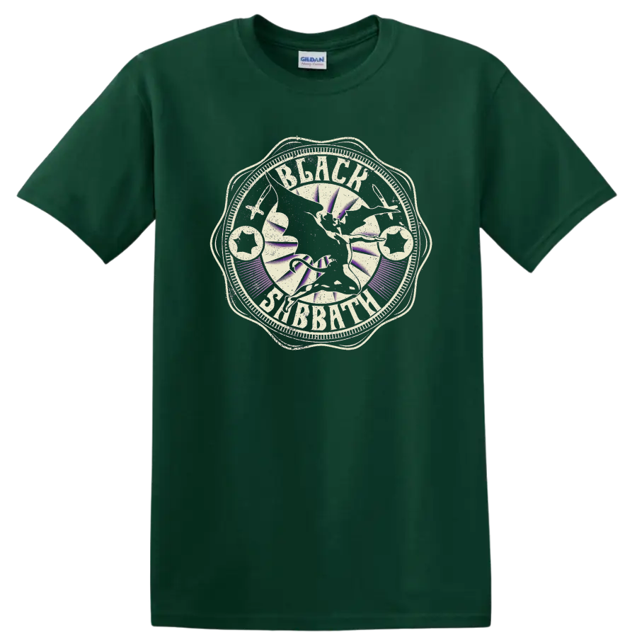 Black Sabbath distressed vintage band logo graphic print T - Forest Green