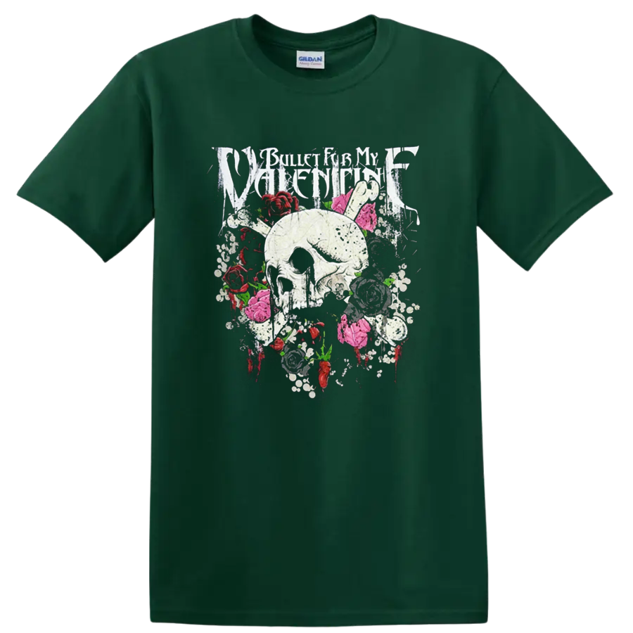 Bullet for My Valentine skull and roses graphic print T - Forest Green