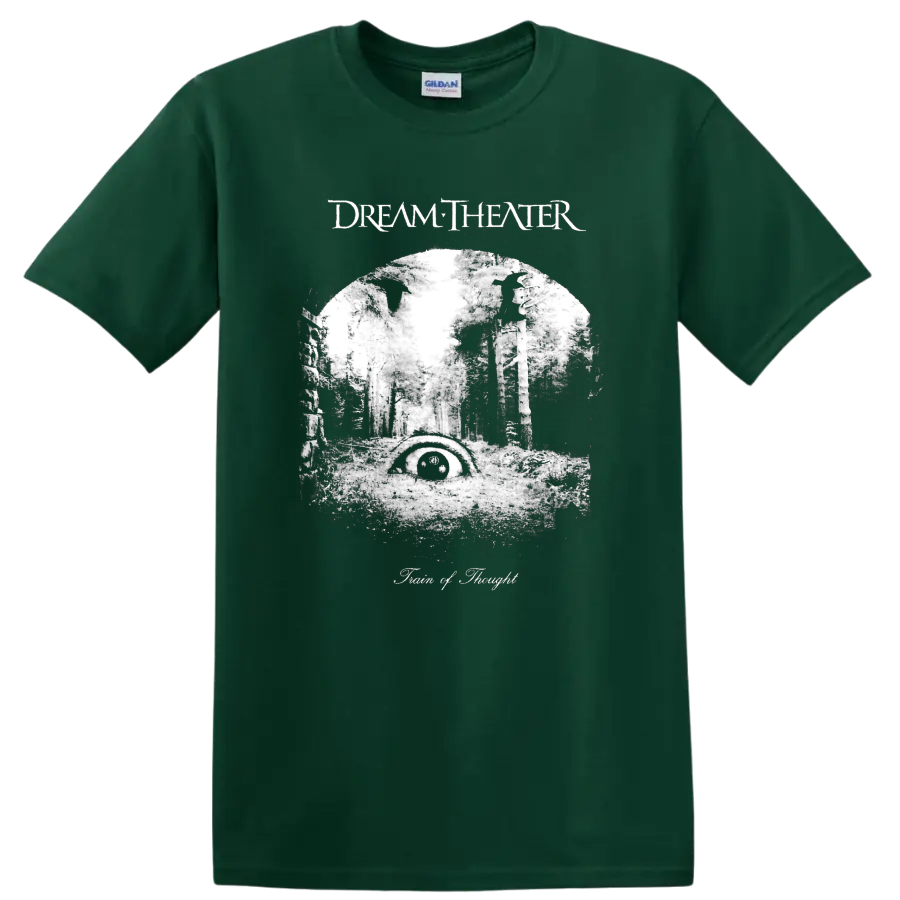 Dream Theater black and white forest eye graphic T - Forest Green