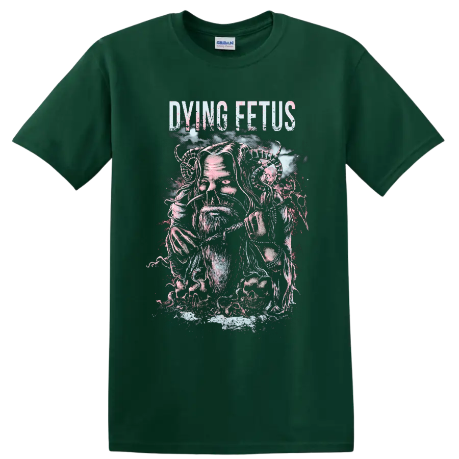 DYING FETUS death metal graphic print with skull portrait T - Forest Green