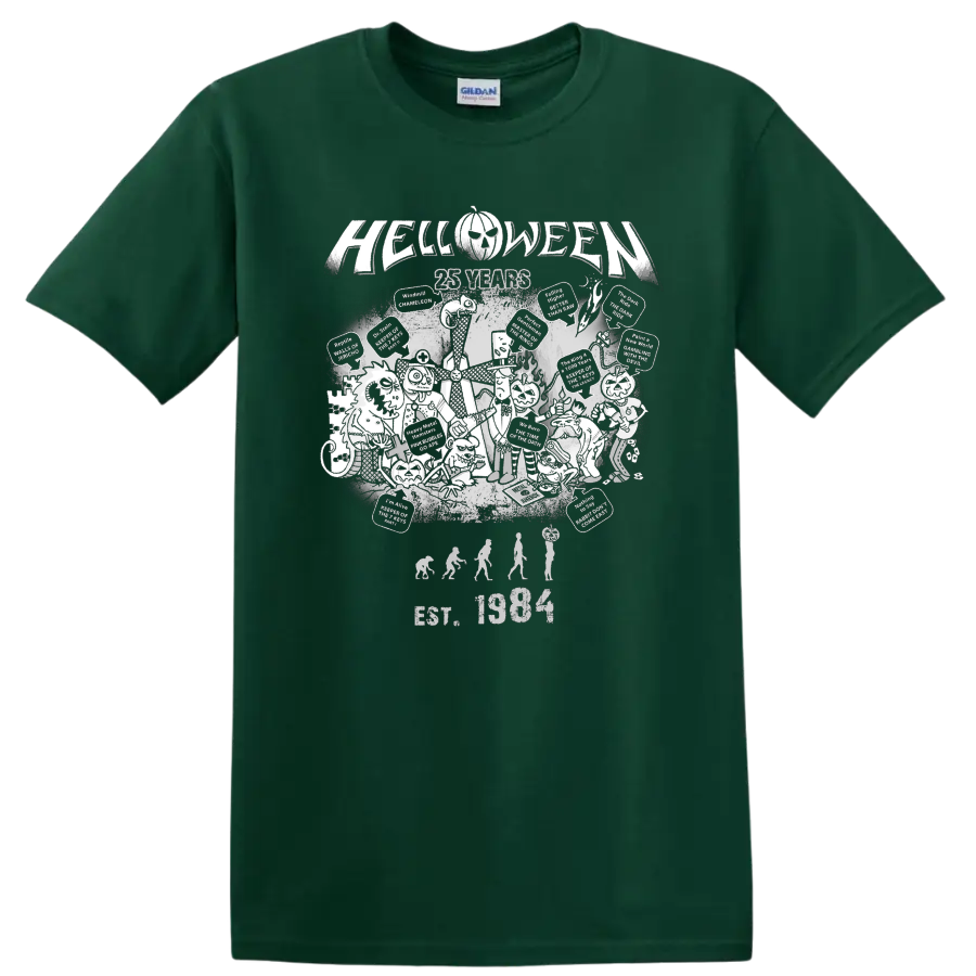 HELLOWEEN 25 Years spooky rock metal anniversary graphic print T - Forest Green