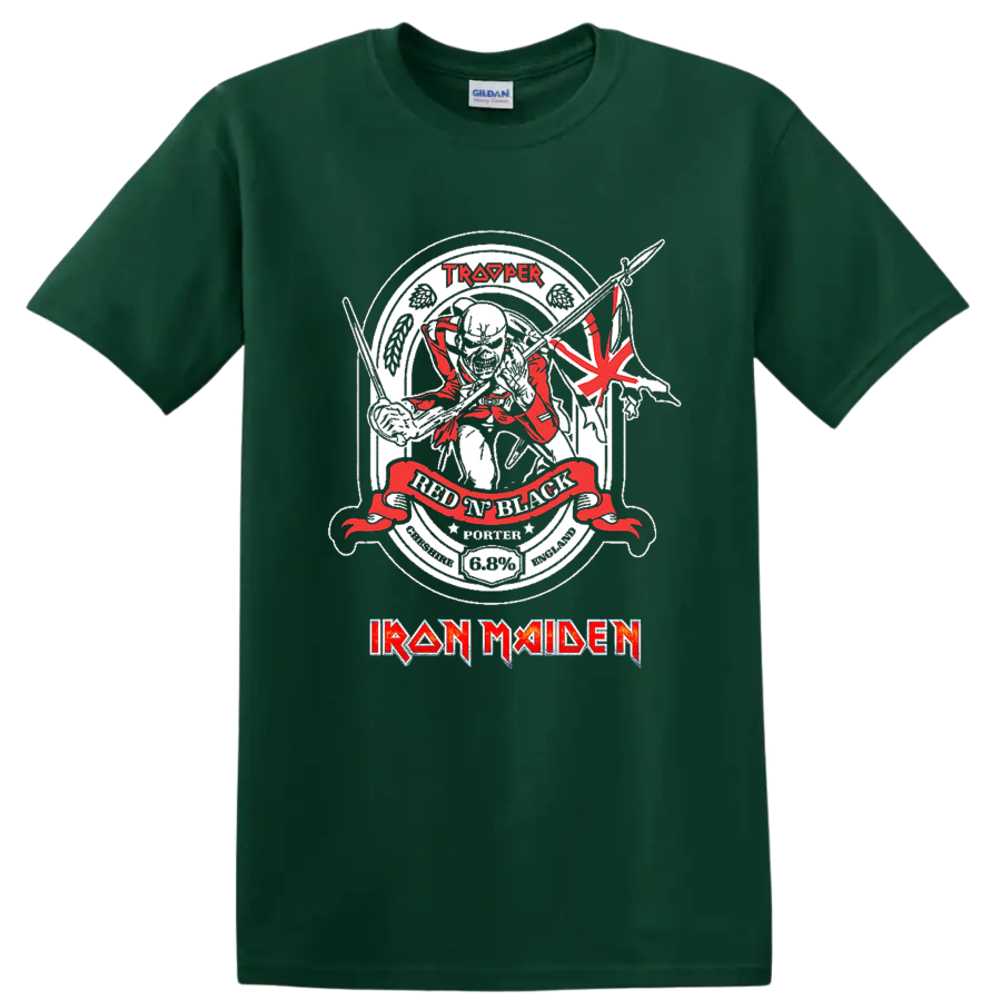 IRON MAIDEN Trooper skull battle graphic print T - Forest Green